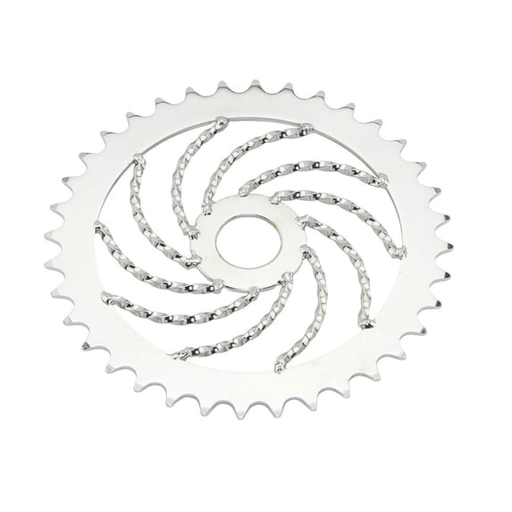 Alta Bicycle Lowrider Twisted Sprocket/Chain Ring (1/2 X 1/8), (Steel Bicycle Chrome , 36 Teeth Single Twisted)