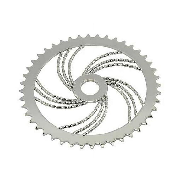 Alta Bicycle Lowrider Twisted Sprocket/Chain Ring (1/2 X 1/8), (Steel Bicycle Chrome , 44 Teeth Triple Twisted)