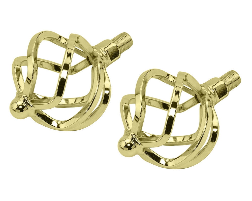 Twisted Lowrider 1/2" Round Cage Bike Pedals - Steel Pedals For Cruiser & Lowrider Bicycles (Pair)