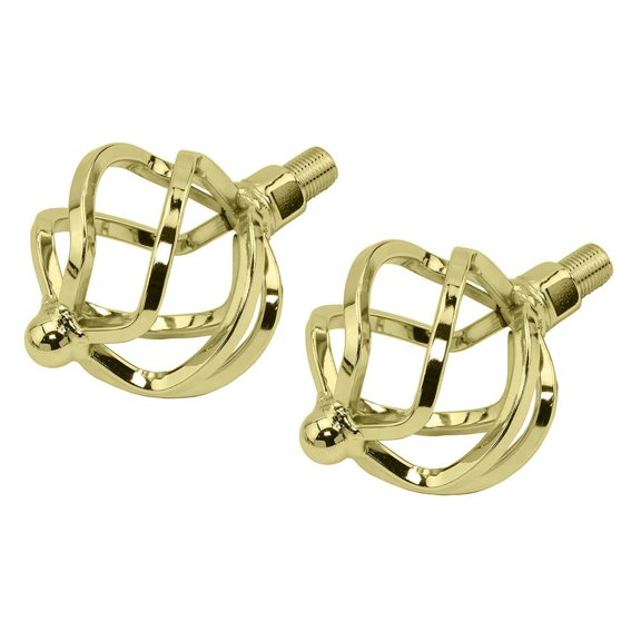 Alta Bicycle Twisted Lowrider Flat 1/2" Round Cage Bike Pedals, Multiple Colors (Gold)