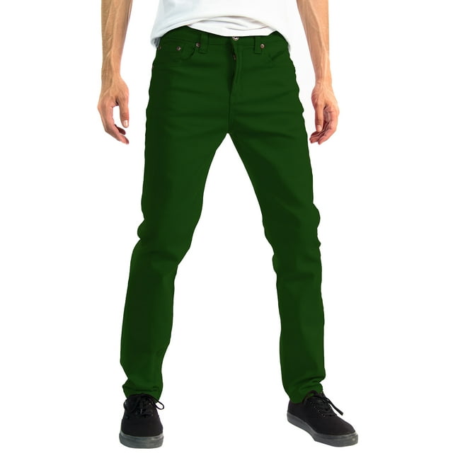 Alta Designer Fashion Mens Slim Fit Skinny Denim Jeans - Green - Size 30