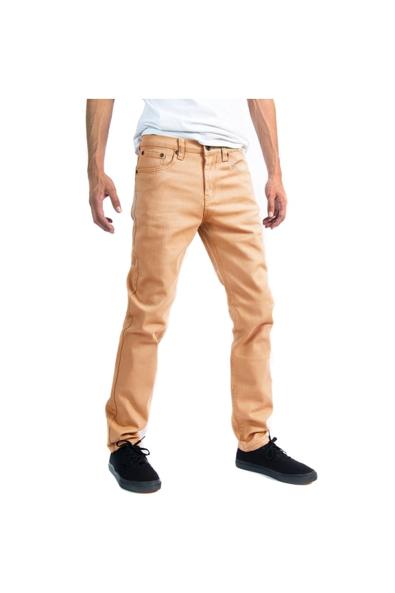Alta Designer Fashion Mens Slim Fit Skinny Denim Jeans - Khaki - Size 34