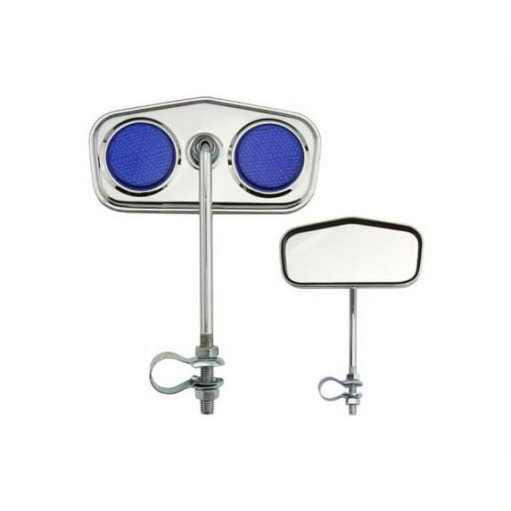 Alta Diamond Pentagon Bicycle Mirror Steel Bicycle Chrome , Reflectors Multiple Colors. (Blue)