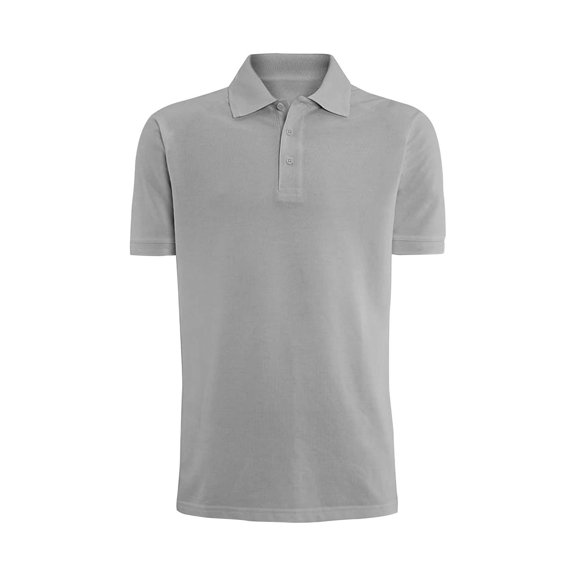 Alta Fashion Designer Mens Classic Fit Cotton Polo Shirt in Grey - Large