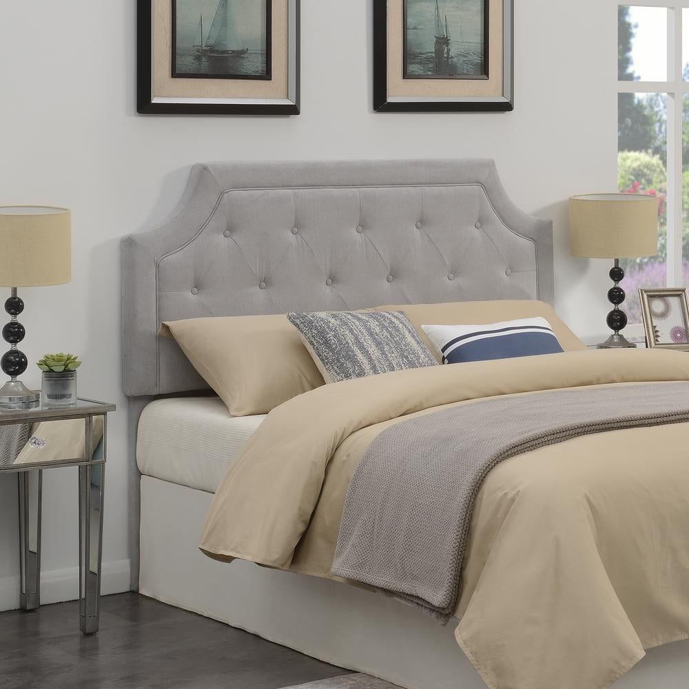 Gray Microfiber Upholstered Diamond Tufted Queen Headboard