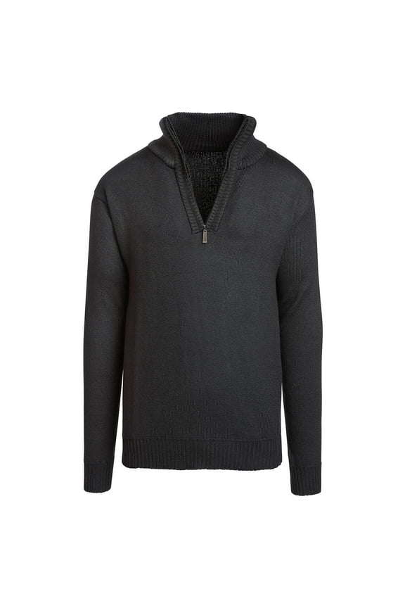 Alta Men's Casual Long Sleeve Half-Zip Mock Neck Sweater - Black Jacket - XXL