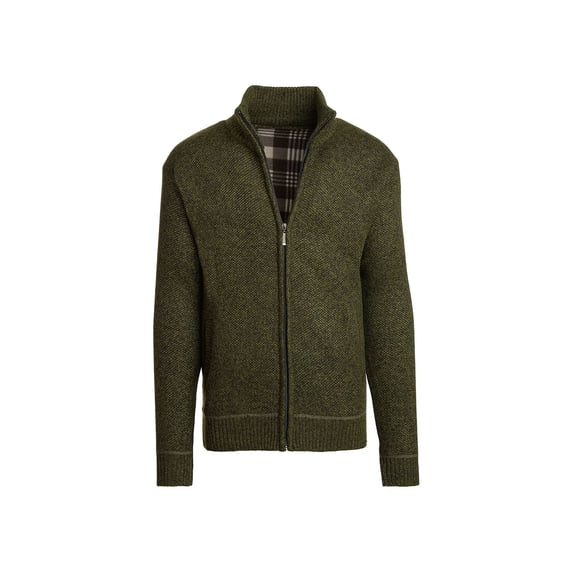 Alta Men's Fleece Lined Casual Full-Zip Mock Neck Sweater - Green Jacket - XXL