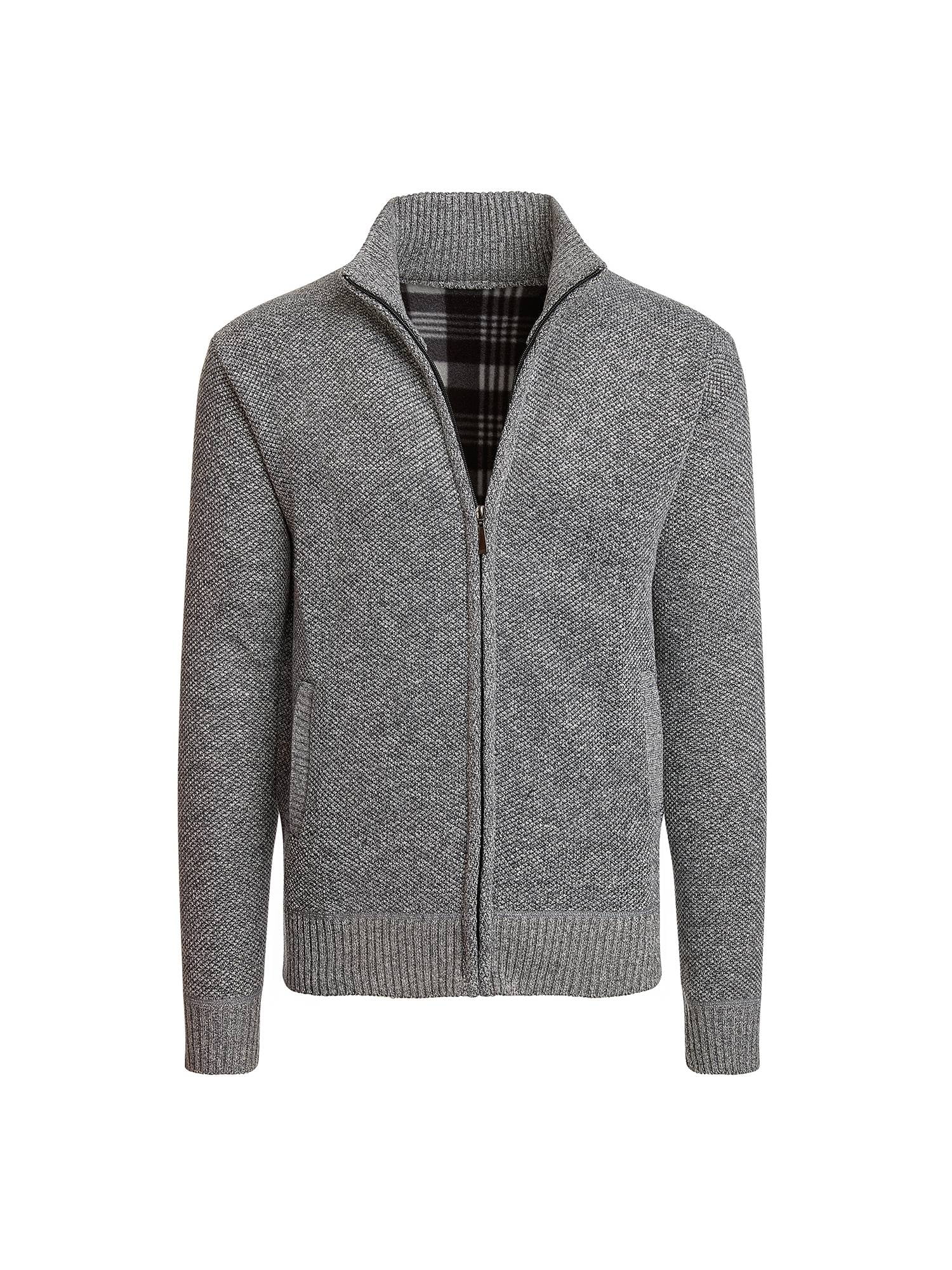 Alta Men's Full-Zip, Fleece Lined, Mock Neck Sweater Jacket - Dark