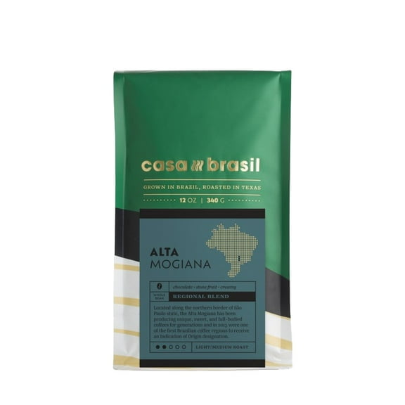 Alta Mogiana - Roasted by Casa Brasil Coffees - Whole Bean Coffee - 12 Ounce Bag