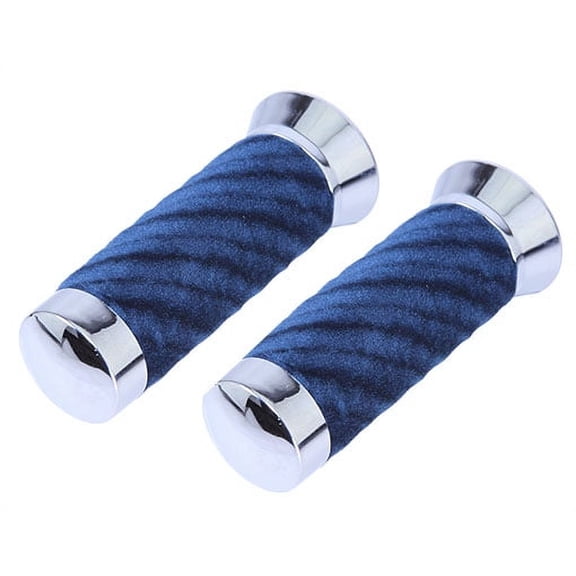 Alta Swirl Velvet Velour Bicycle Grips with Chrome End Cover (Blue)