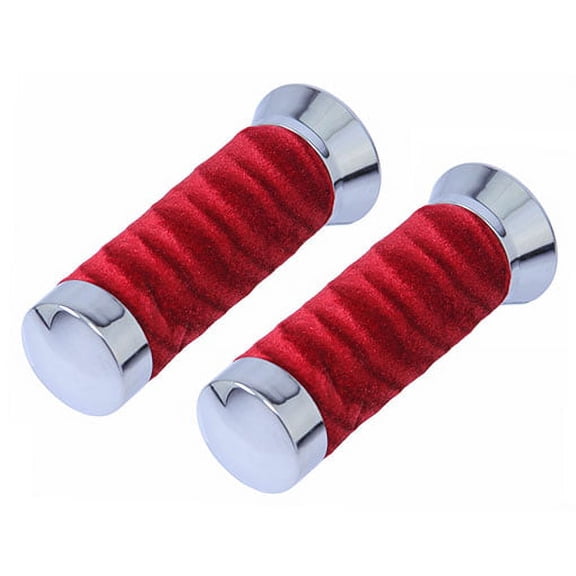 Alta Swirl Velvet Velour Bicycle Grips with Chrome End Cover (Red)