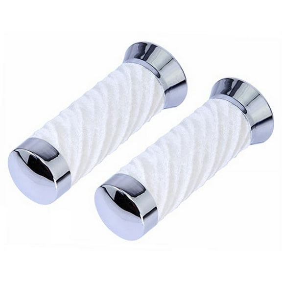 Alta Swirl Velvet Velour Bicycle Grips with Chrome End Cover (White)
