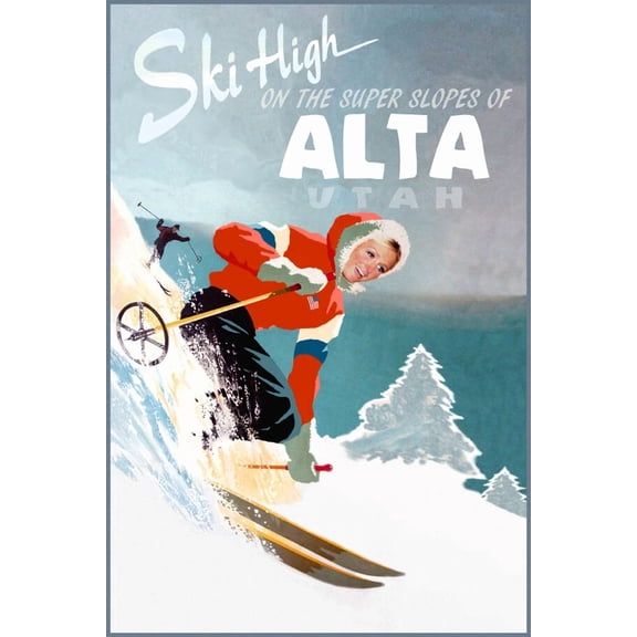 Alta Utah Snow Ski Little Cottonwood Wasatch Travel Poster Paris Art Print Home Decor Office Wall Art