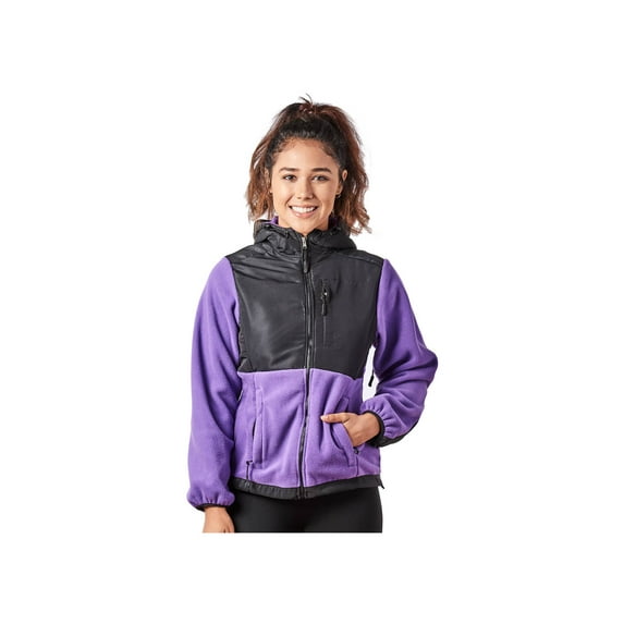 Alta Women's Two-Tone Full-Zip Fleece Jacket - Purple/Black - Medium