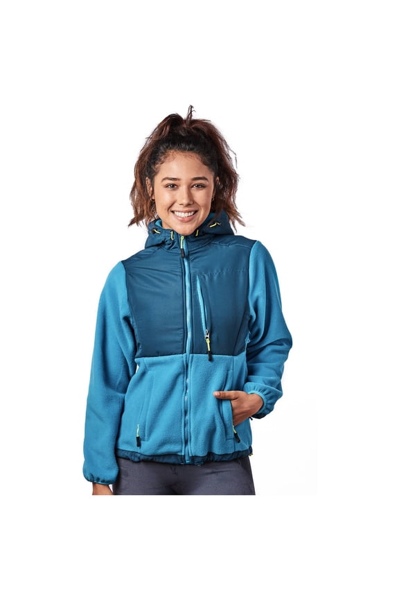 Women's Two-Tone Full-Zip Fleece Jacket - Teal/Peacock - Medium