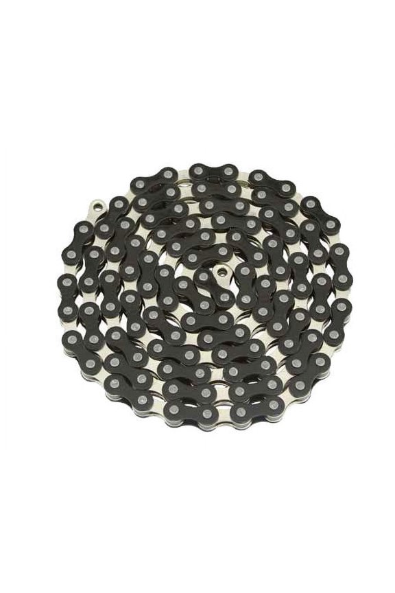 YBN Bicycle Chain Twotone, (Single-Speed, 1/2 x 1/8-Inch, 112L) (Black/Steel Bicycle Chrome )