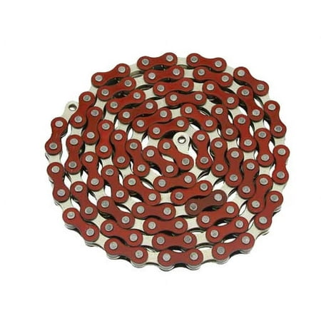 Alta YBN Single Speed Bicycle Chain, 112 Links (Red & Steel)