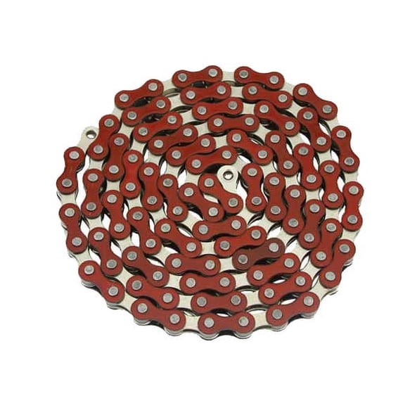 Alta YBN Single Speed Bicycle Chain, 112 Links (Red & Steel)
