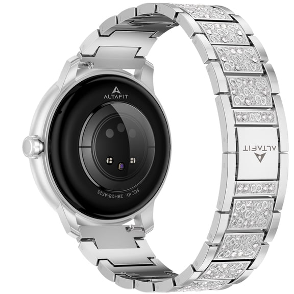 AltaFit 1.28'' AF25 Round watch Superior Silver milanese band+Silver Bezel and bejweled style plus faux leather box in black PLUS EXTRA REMOVAL TOOLS