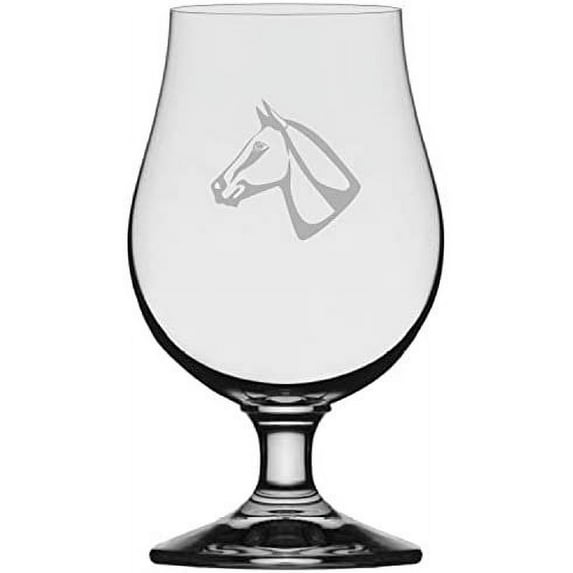 Altai Face Horse Themed Etched 13.25oz Iona Beer Glass