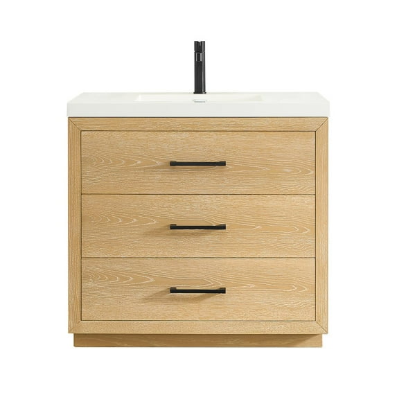 Altair-13 36" Single Bathroom Vanity in White Oak with White Artificial Drop-in Sink