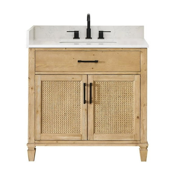 Altair-13 36" Single Bathroom Vanity in with Grain White Engineered Stone Countertop