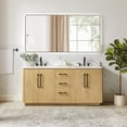 thumbnail image 1 of Serene 72" Wood Vanity in Nature Brown Engineered Stone Top with Mirror, 1 of 18