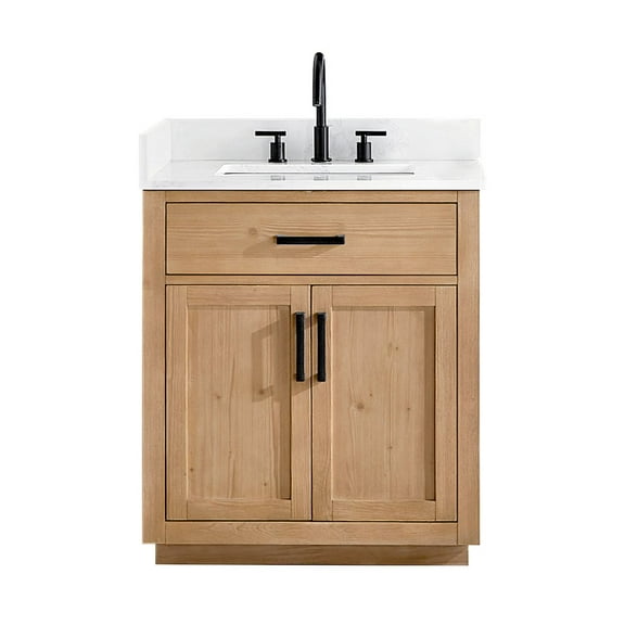 Altair-15 30" Single Bathroom Vanity in Light Brown with Grain White
