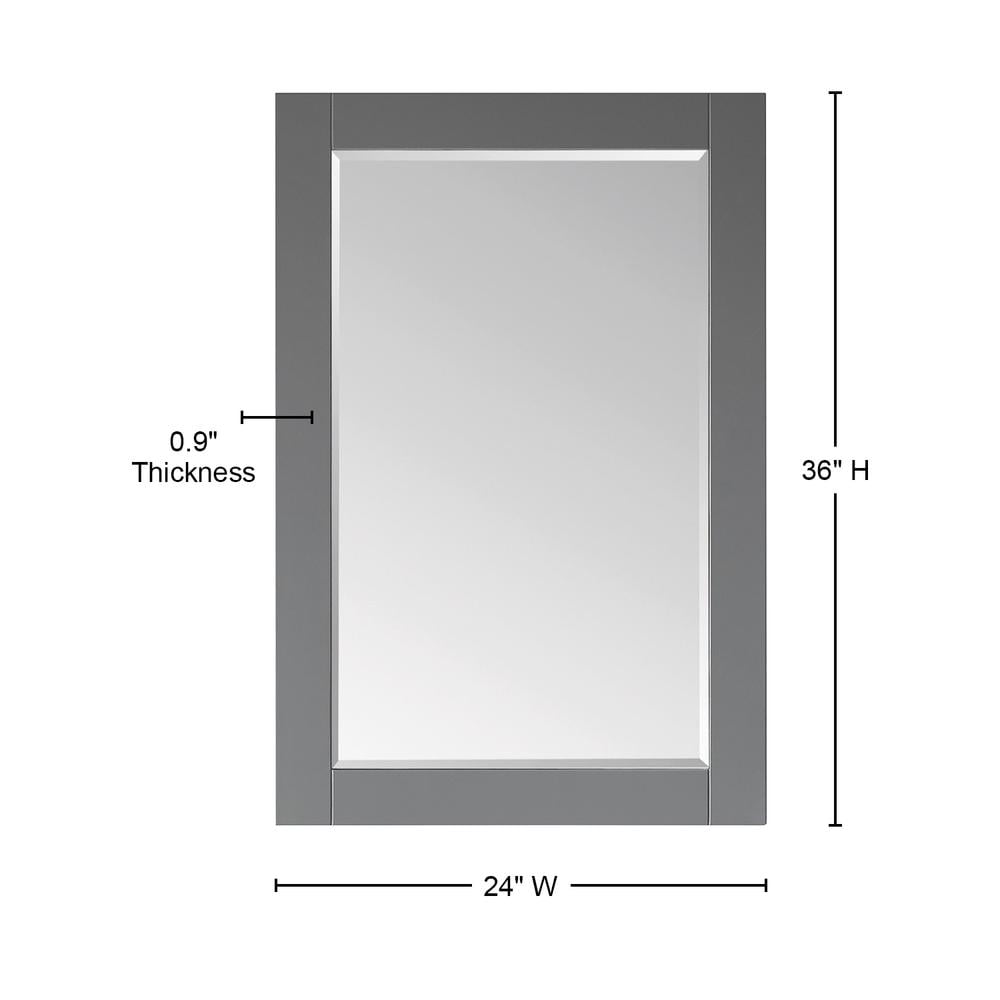 Ivy 24" Gray Wood Rectangular Bathroom Wall Mirror