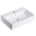 thumbnail image 1 of 24 in. Rectangle White Finish Ceramic Vessel Bathroom Vanity Sink with Overflow, 1 of 12