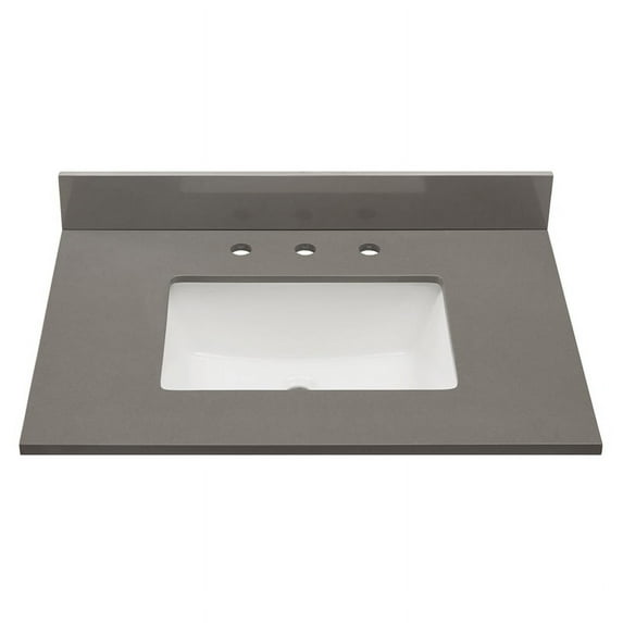 Altair 31 in. Composite Stone Vanity Top In Concrete Grey with White Sink