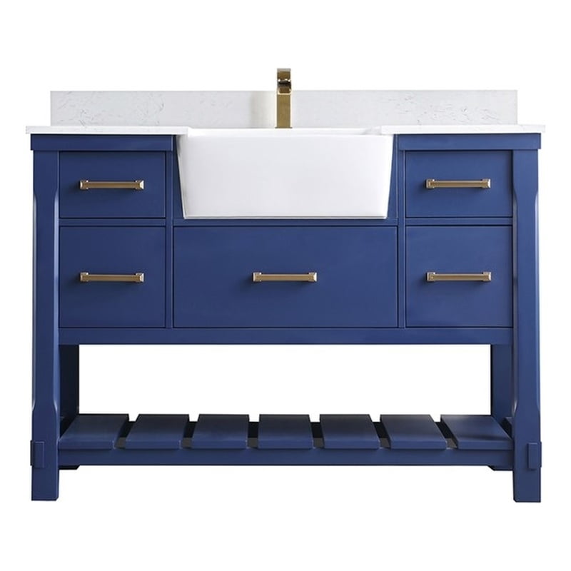 Georgia 48" Jewelry Blue Vanity with White Stone Top