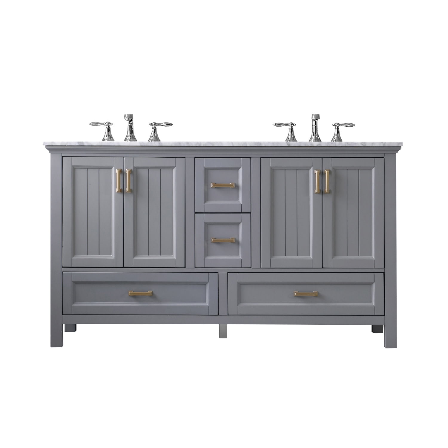Isla 60" Gray Double Basin Vanity with Marble Top