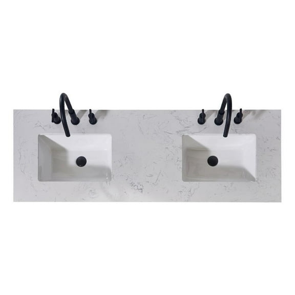 60. in Stone effects Vanity Top in Aosta White Apron with White Sink