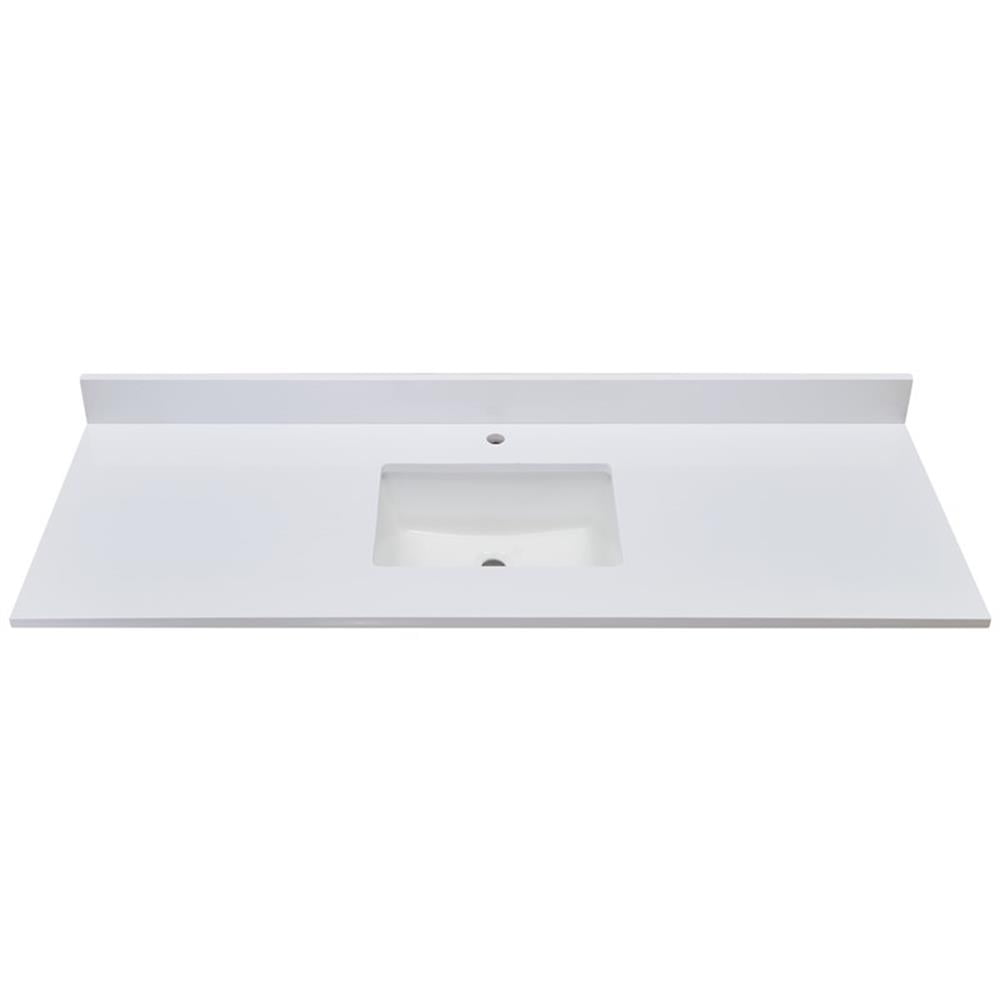 Milano White 61" Composite Stone Vanity Top with Sink