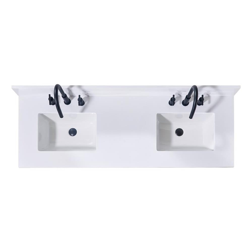 Snow White 61" Double Sink Composite Stone Vanity Top