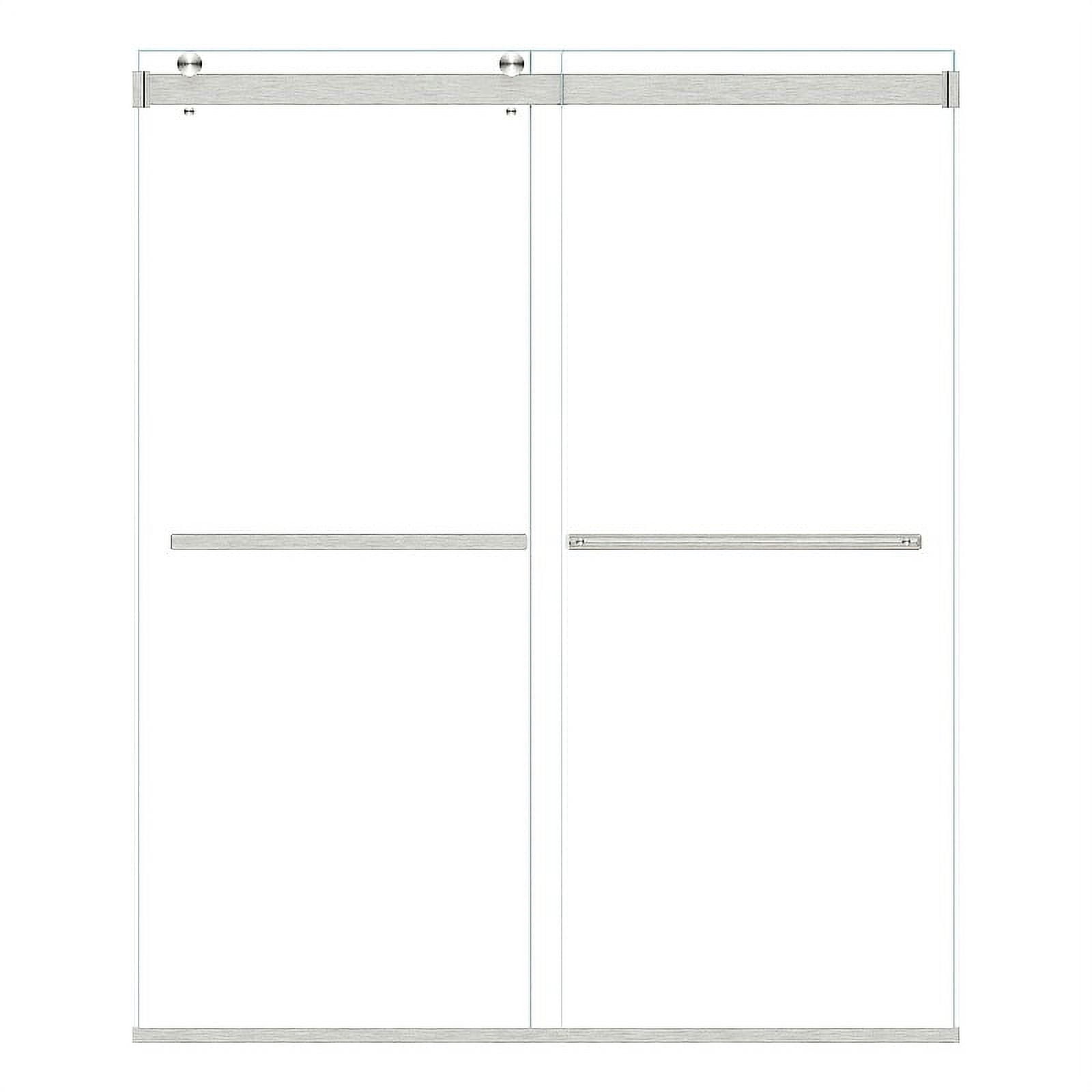 64" W x 76" H Frameless Clear Glass Shower Door with Nickel Finish