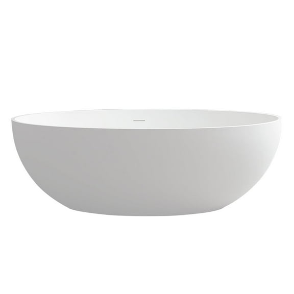 Altair 67" x 39" Solid Surface Soaking Bathtub in Matte White and Integrated Overflow