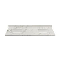 73 in. Composite Stone Vanity Top in Calacatta White with White Basins
