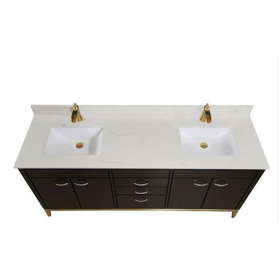 Altair 73 in. Composite Stone Vanity Top in Milano White with White Sink