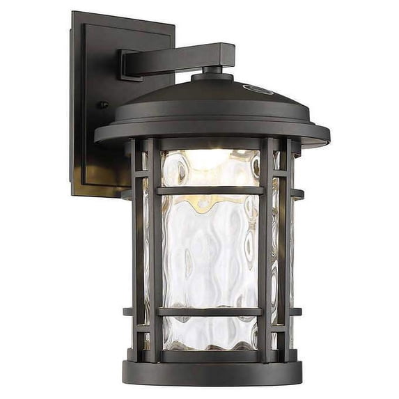 Altair 9" Led Outdoor Wall Lantern AL-2167 Burnished Bronze Finish with Clear Hammered Glass