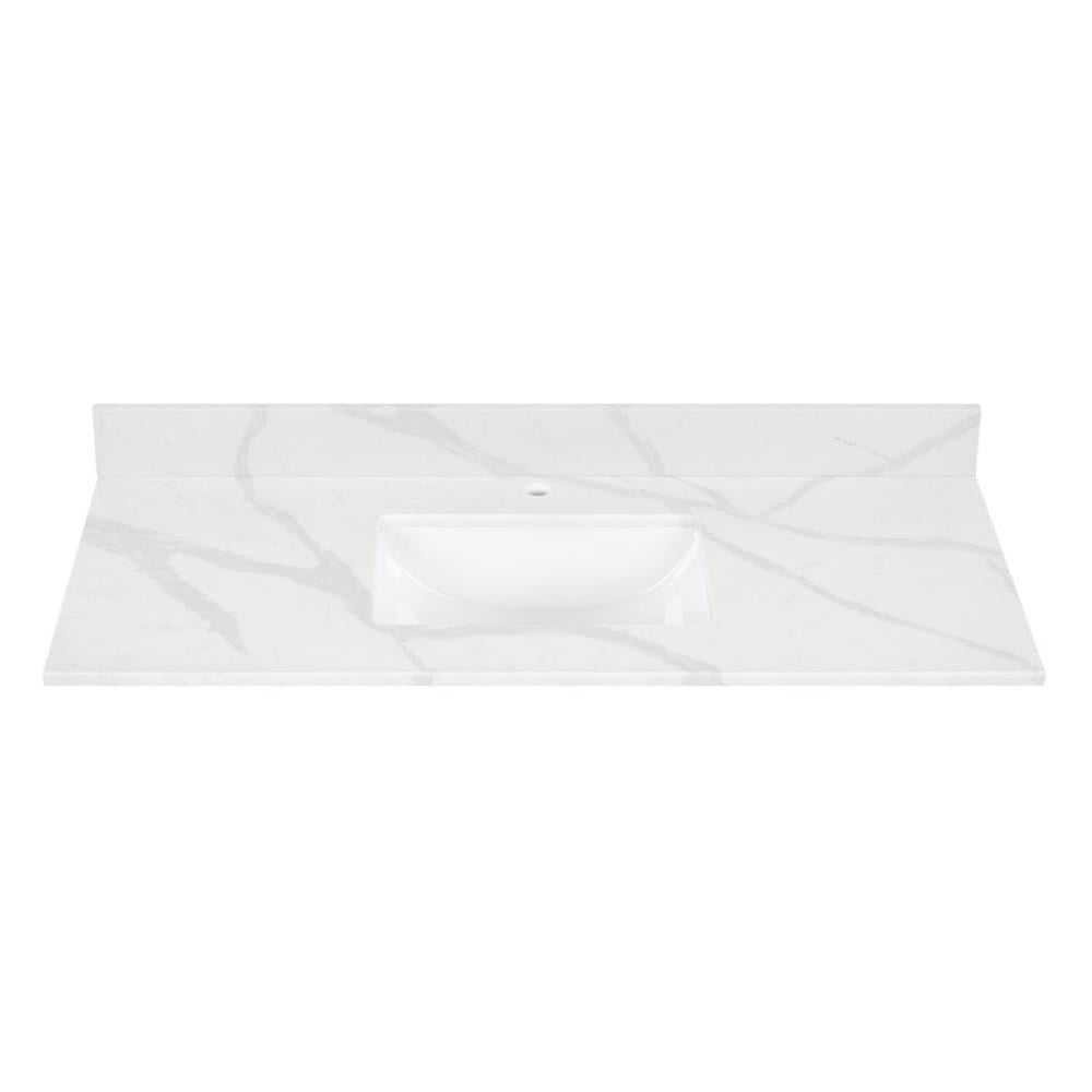 Arbios 48" Calacatta White Quartz Vanity Top with Sink