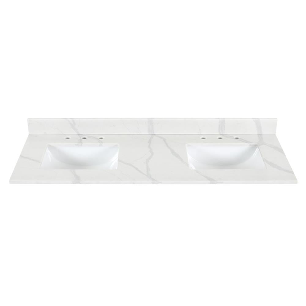 Calacatta White 60" Quartz Stone Vanity Top with Double Sink