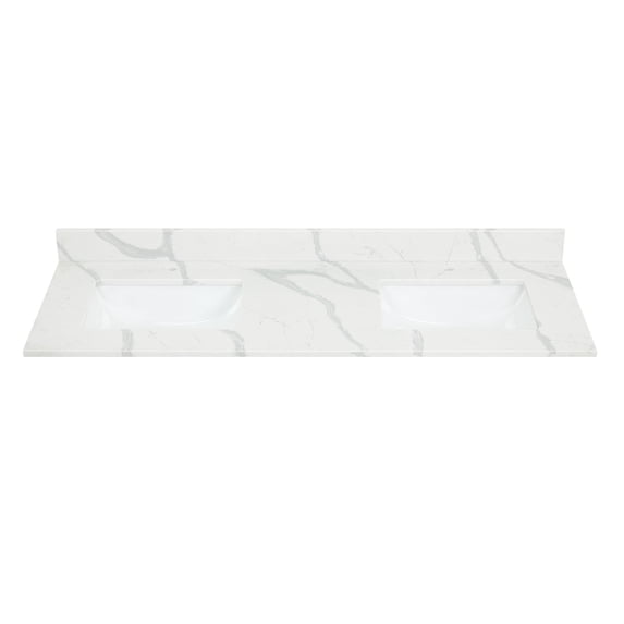 Altair Design Arbios 60" Quartz Stone Vanity Top in Calacatta White
