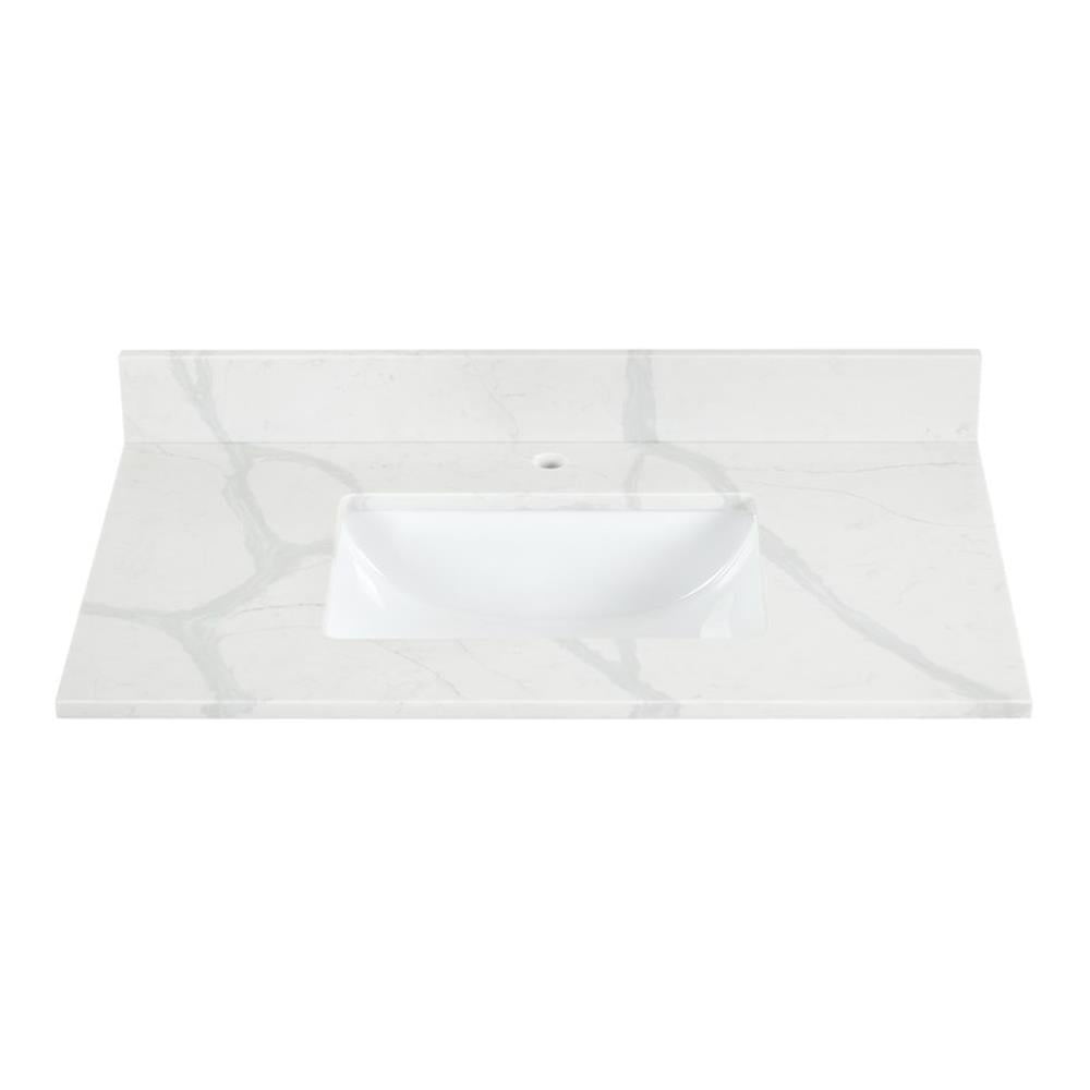 Arbios 36" Calacatta White Quartz Vanity Top with Sink