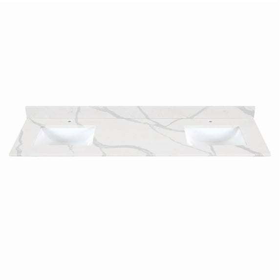 Altair Design Arbios 72" Quartz Stone Vanity Top in Calacatta White