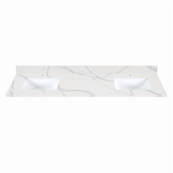 Altair Design Arbios 72" Quartz Stone Vanity Top in Calacatta White