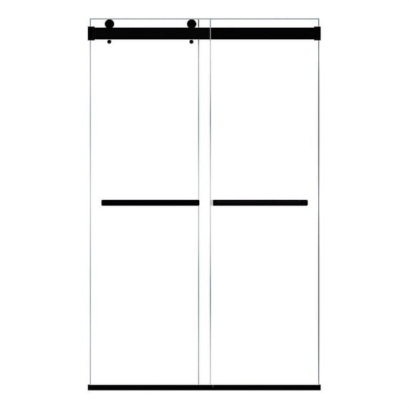Marcelo 48" W x 76" H By Pass Shower Door in Matte Black with Clear Glass