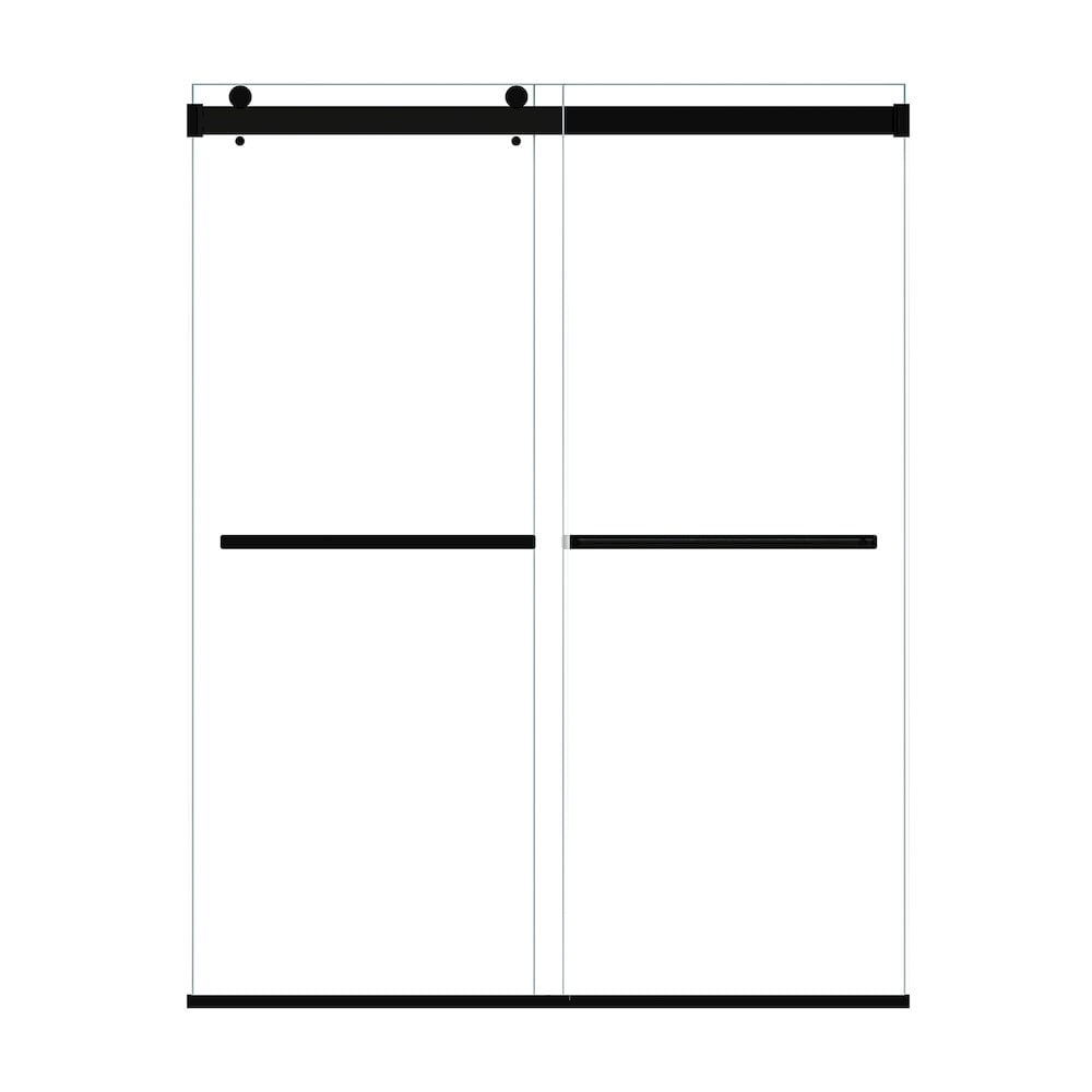 Matte Black Frameless Clear Glass Bypass Shower Door, 60" W x 76" H