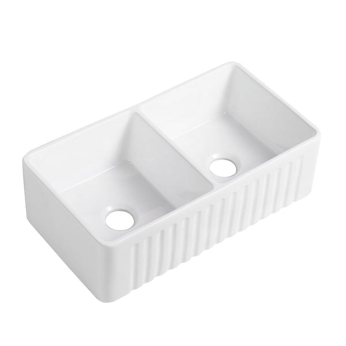 Cremona 33'' White Fireclay Double Bowl Farmhouse Sink